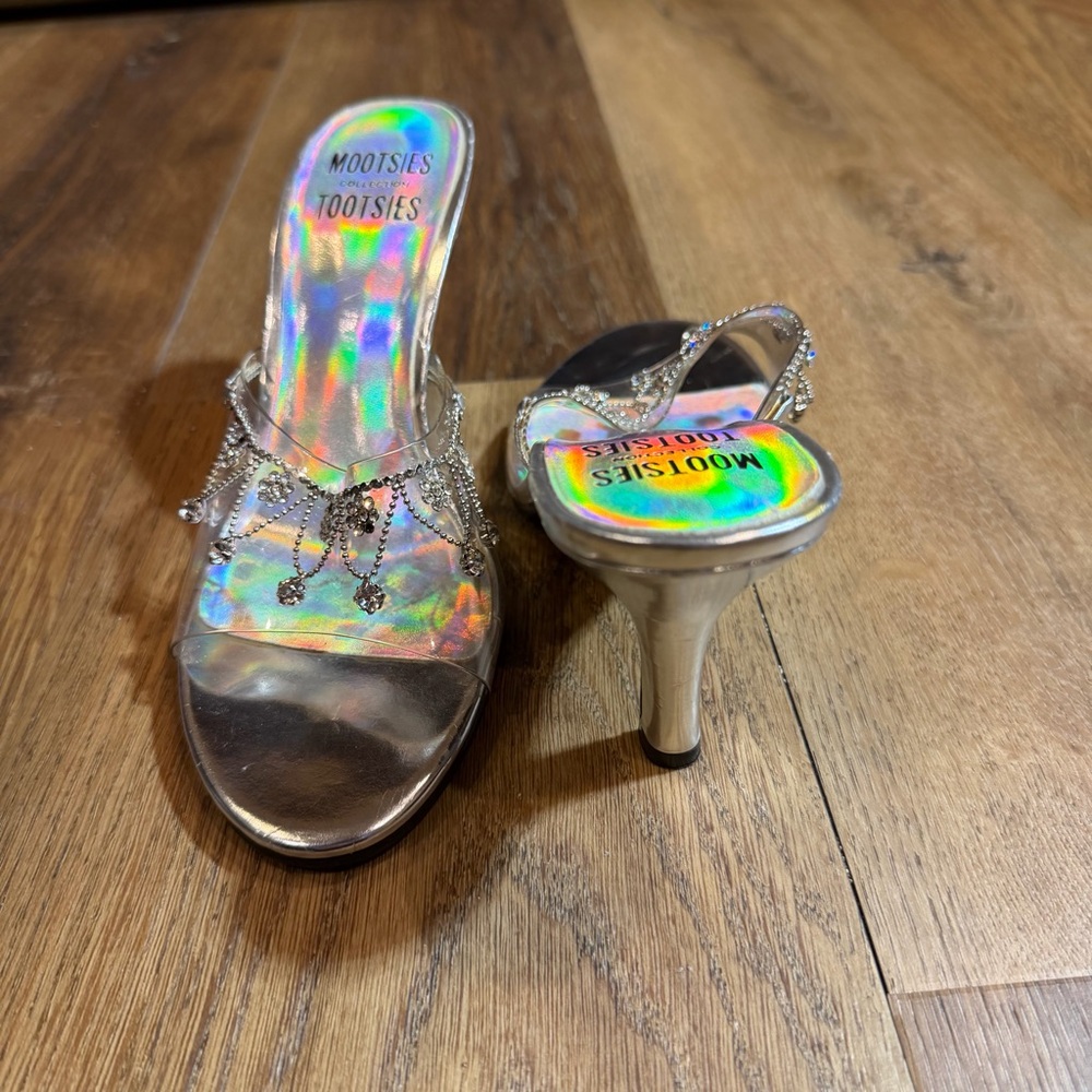 Vintage Y2K Cinderella Heels Clear Heeled Sandals Y2K High Heels Fairy Prom - Picture 13 of 14